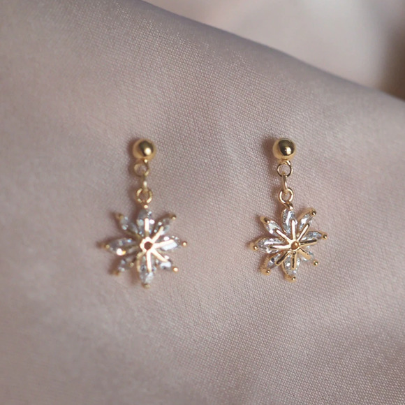 Skylier Shiny Star Crystal Gold Earrings - Picture 7 of 7